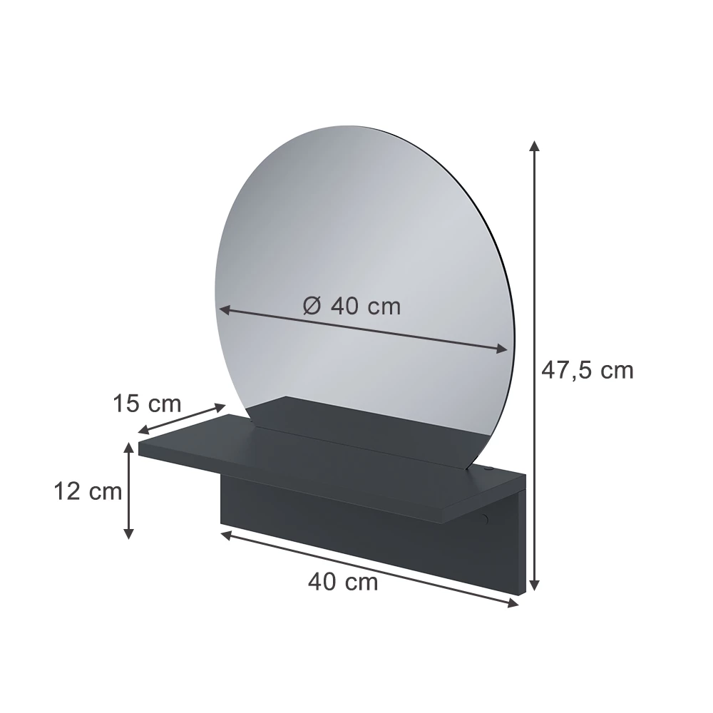 Badrumsspegel in Svart on white background