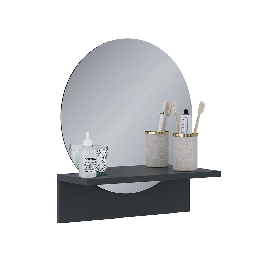 Specchio bagno in Nero on white background with decorative elements