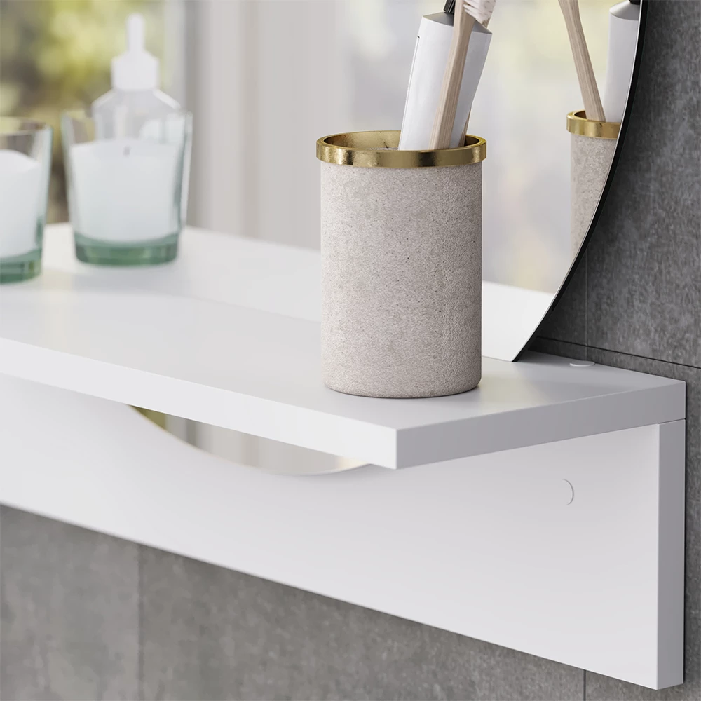 Close-up of Specchio bagno in Bianco, showing texture/details