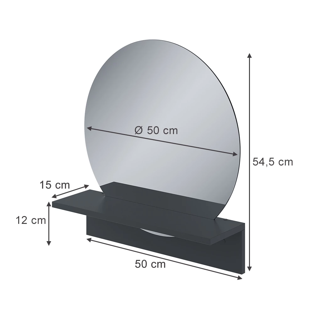 Badrumsspegel in Svart on white background