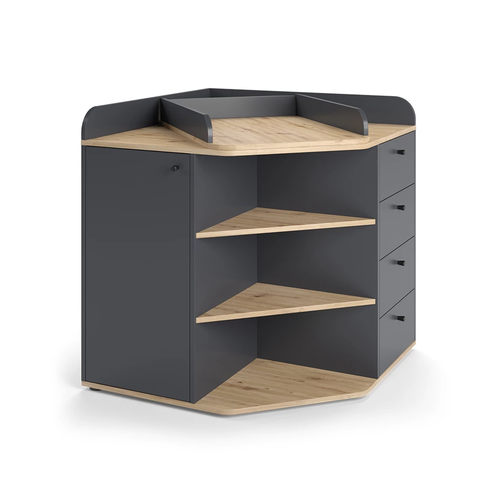 Wickelkommode in Anthrazit auf weißem Hintergrund