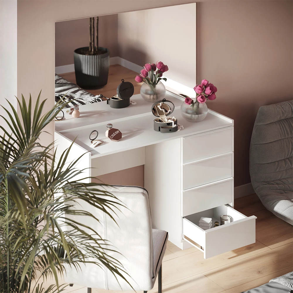 Kaptafel Viktoria Wit 110 cm met spiegel Vicco