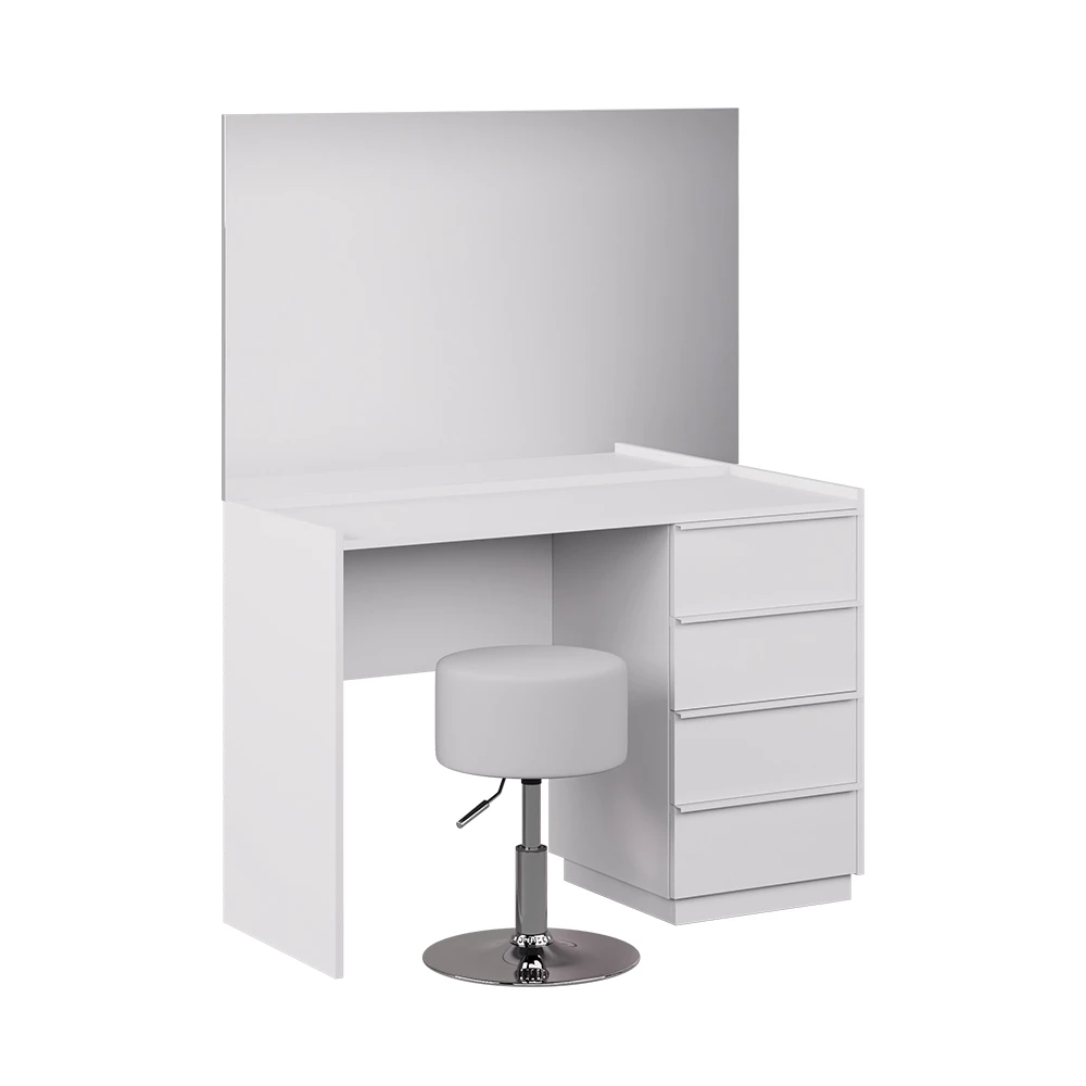 Schminktisch in Weiß auf weißem Hintergrund