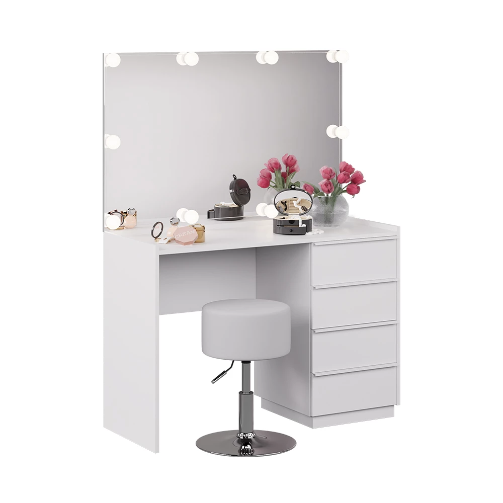 Kaptafel set met kruk in Wit on white background with decorative elements