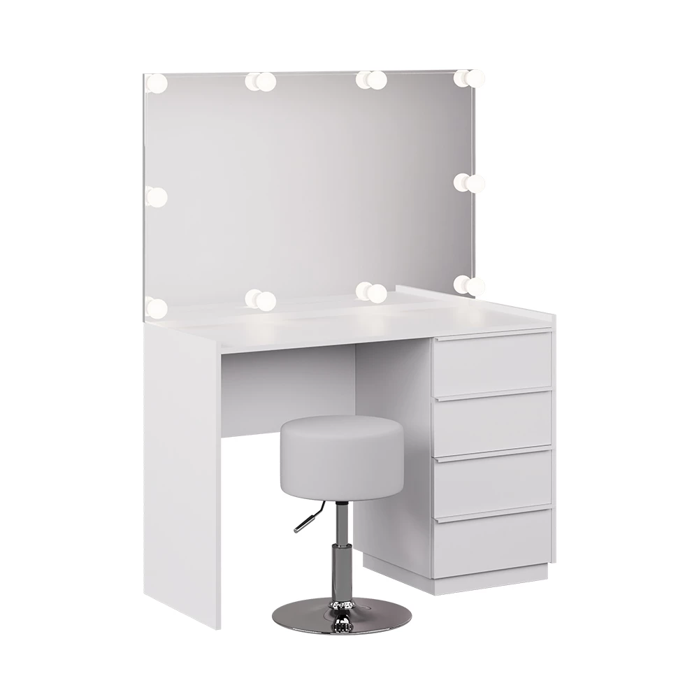 Kaptafel set met kruk in Wit on white background