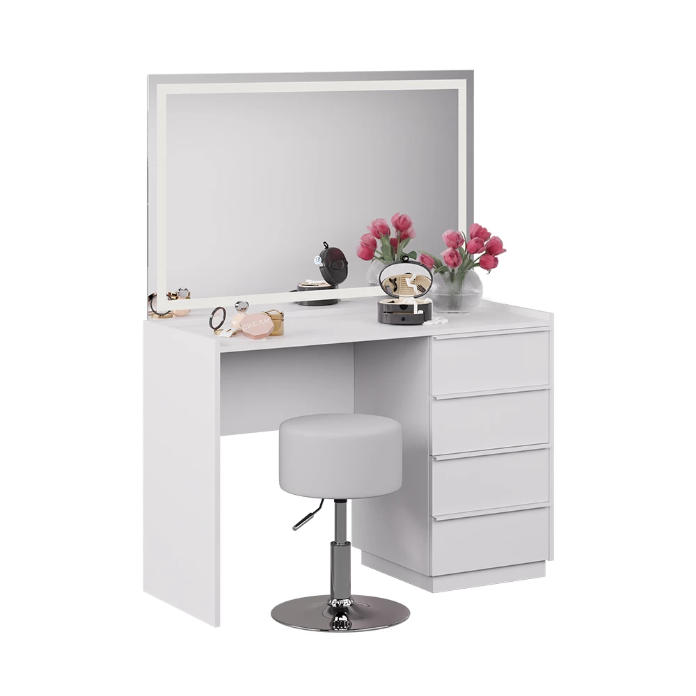 Kaptafel set met kruk in Wit on white background with decorative elements