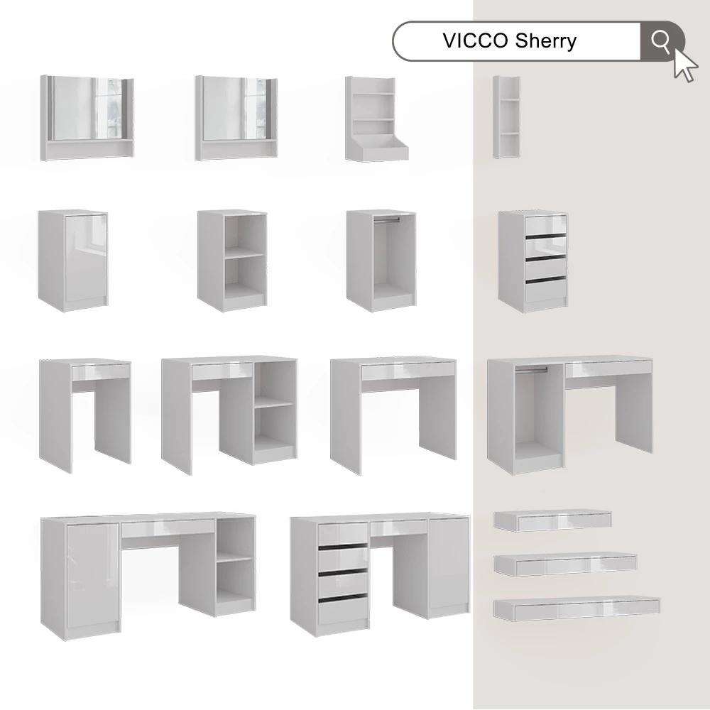 Schminktisch Sherry Weiß 100 cm 2 Teile Vicco