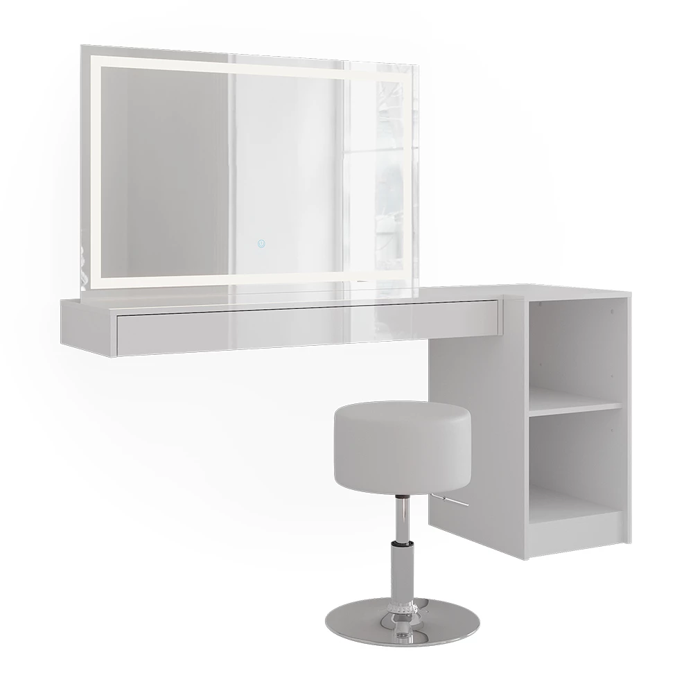 Coiffeuse en Blanc sur fond blanc