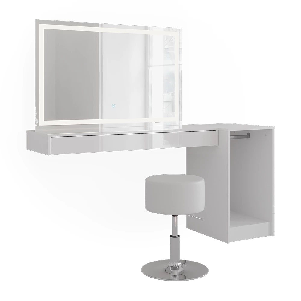 Schminktisch in Weiß auf weißem Hintergrund