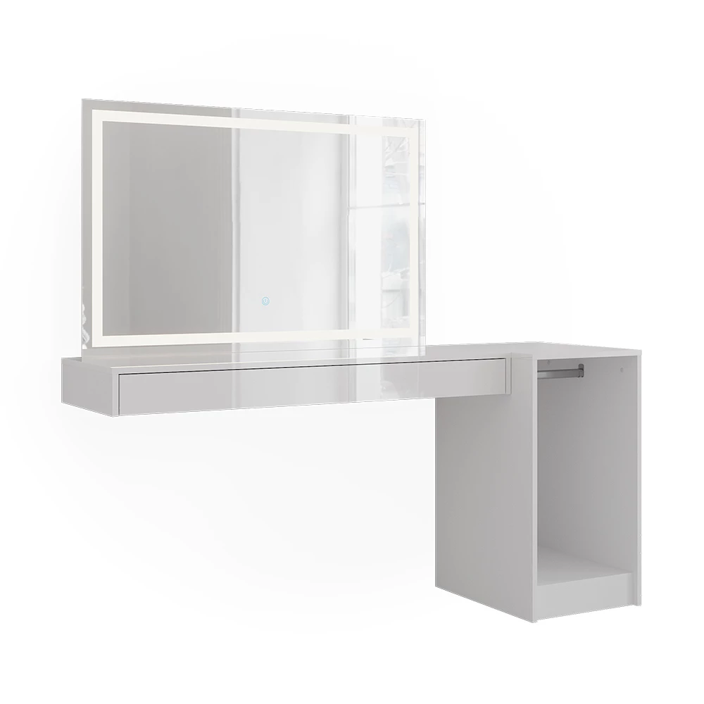 Schminktisch in Weiß auf weißem Hintergrund