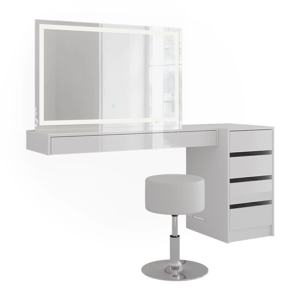 Coiffeuse en Blanc sur fond blanc