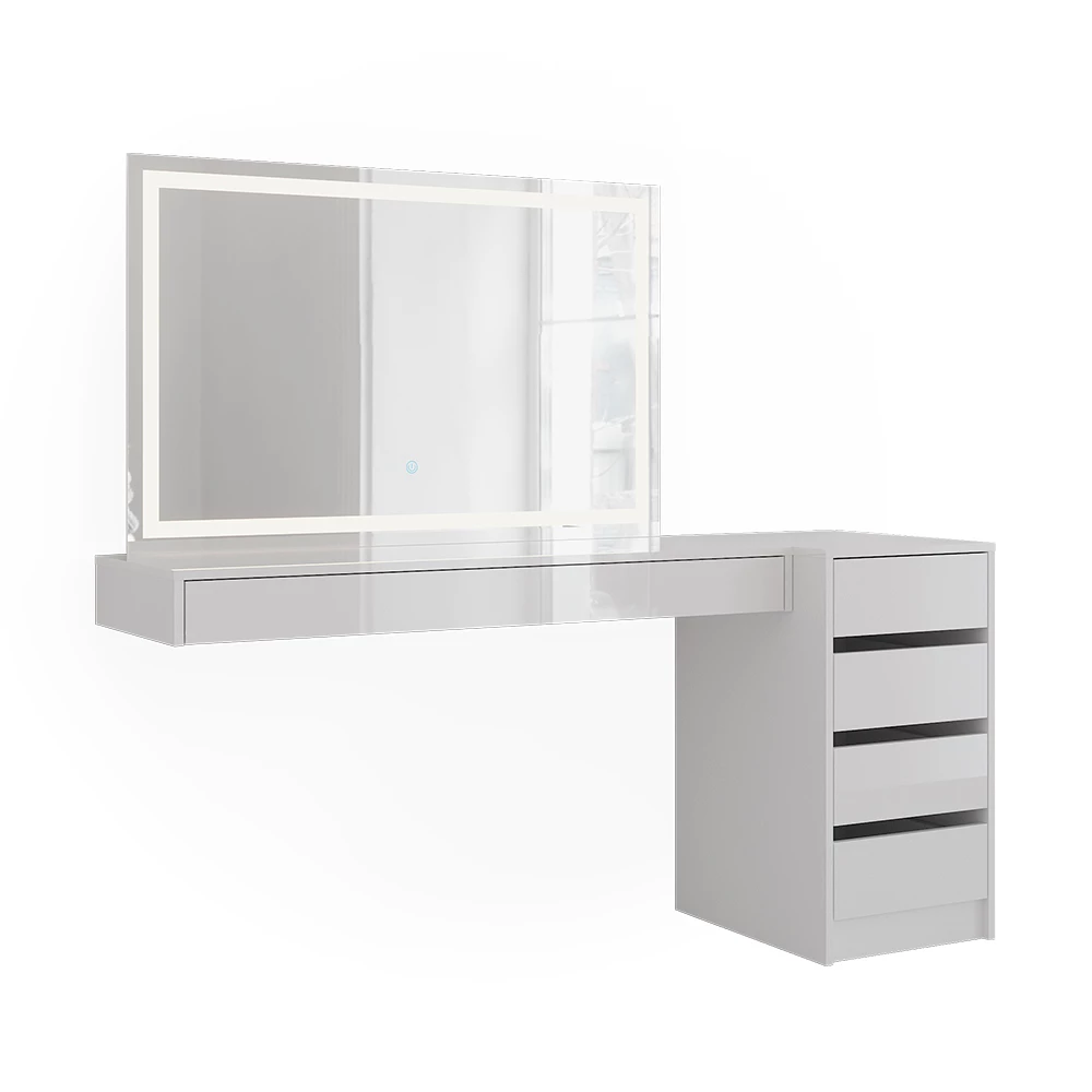 Schminktisch in Weiß auf weißem Hintergrund