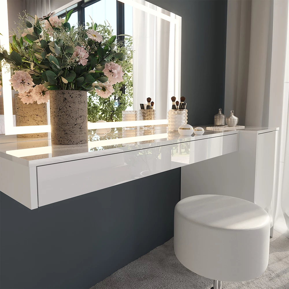 Close-up of Stół do toalety in Biały, showing texture/details