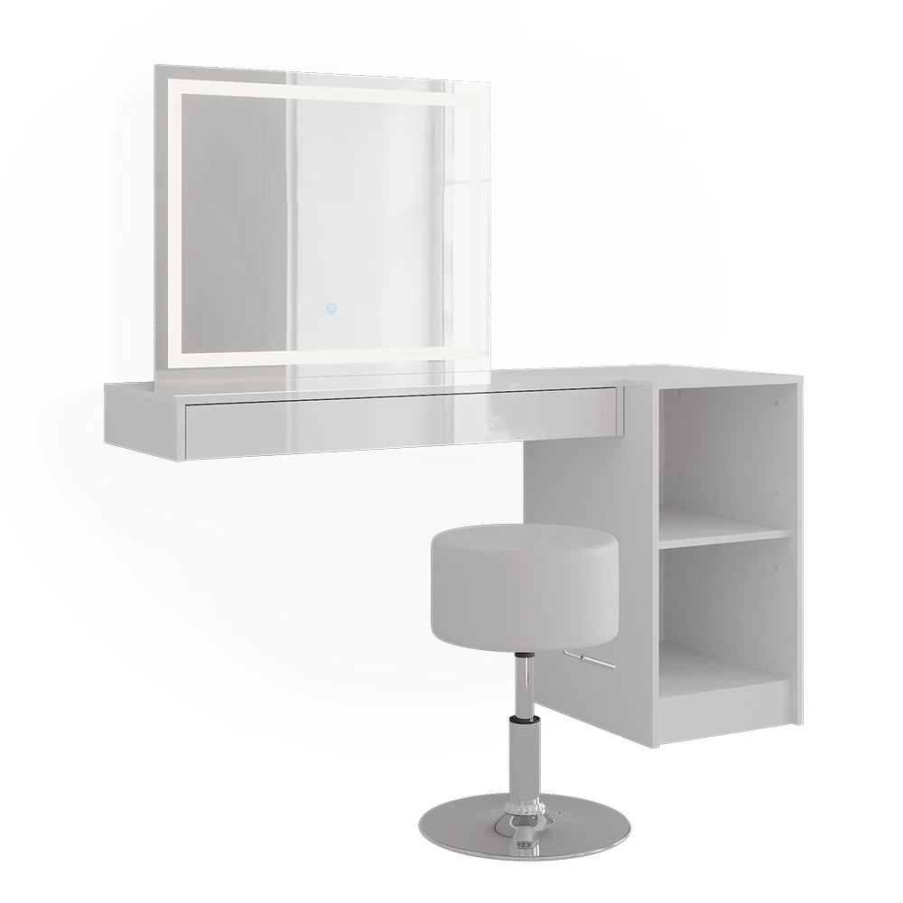 Schminktisch in Weiß auf weißem Hintergrund