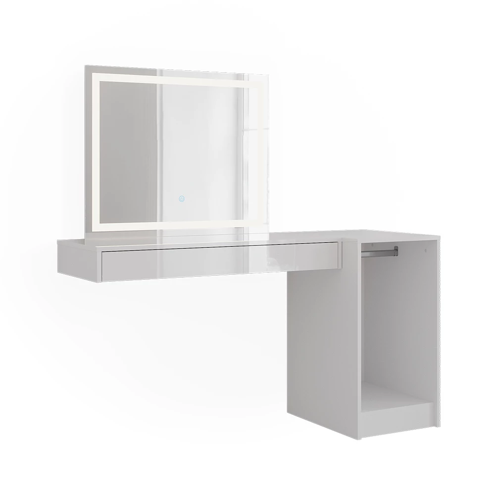 Schminktisch in Weiß auf weißem Hintergrund