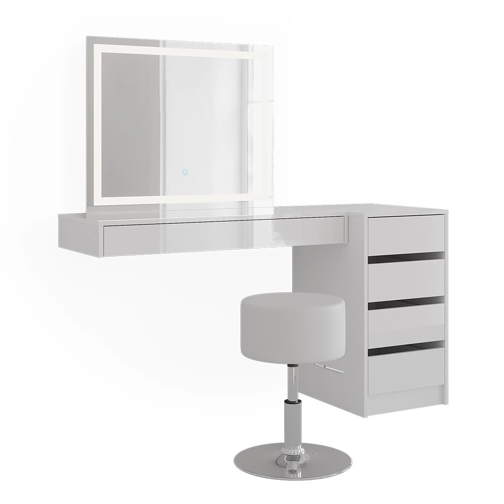 Schminktisch in Weiß auf weißem Hintergrund