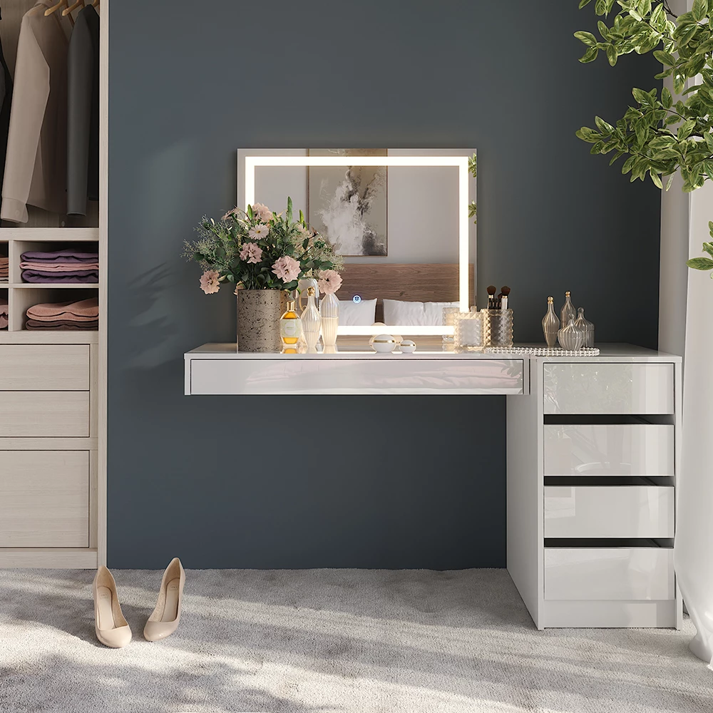 Coiffeuse en Blanc, présenté dans un décor ambiant avec décoration