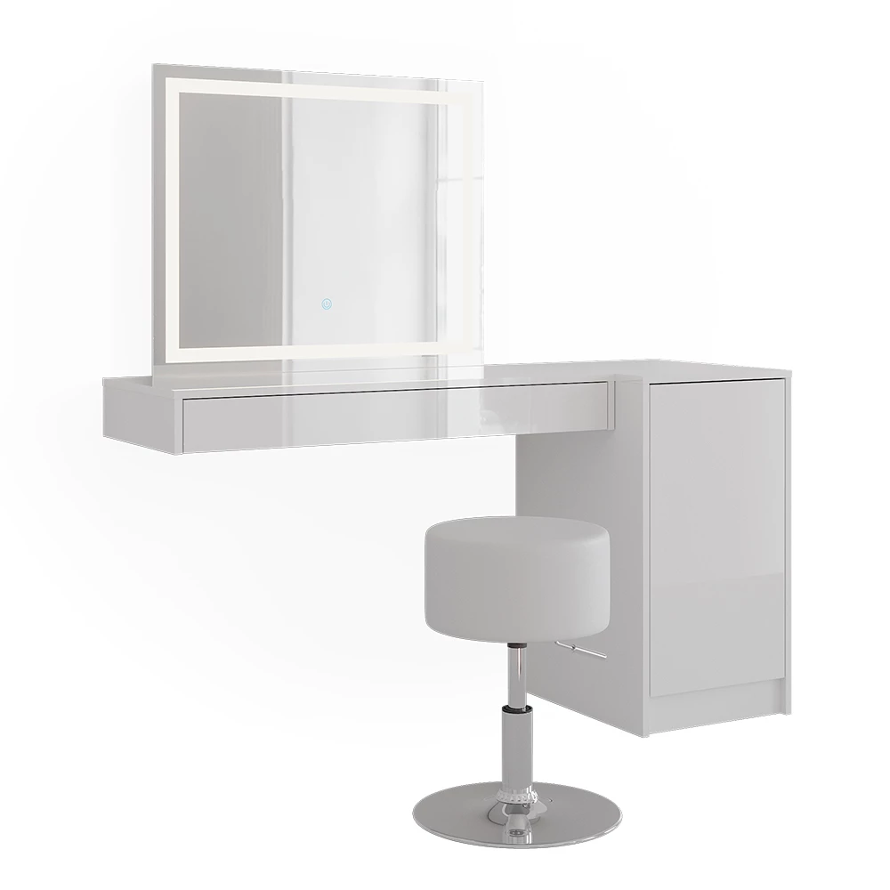 Coiffeuse en Blanc sur fond blanc