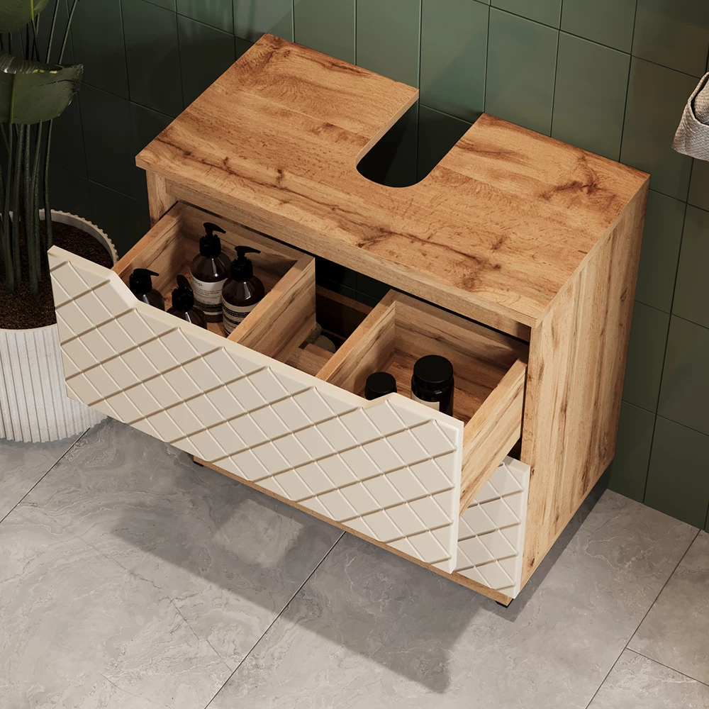 Close-up of Mobile sottolavabo per bagno in Cachemire, showing texture/details