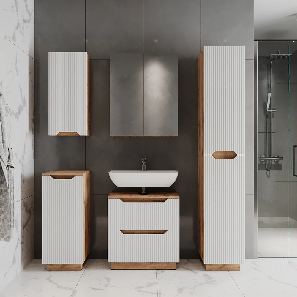 Meubles bain Lotta Chêne/blanc rayé 2 pièces Vicco