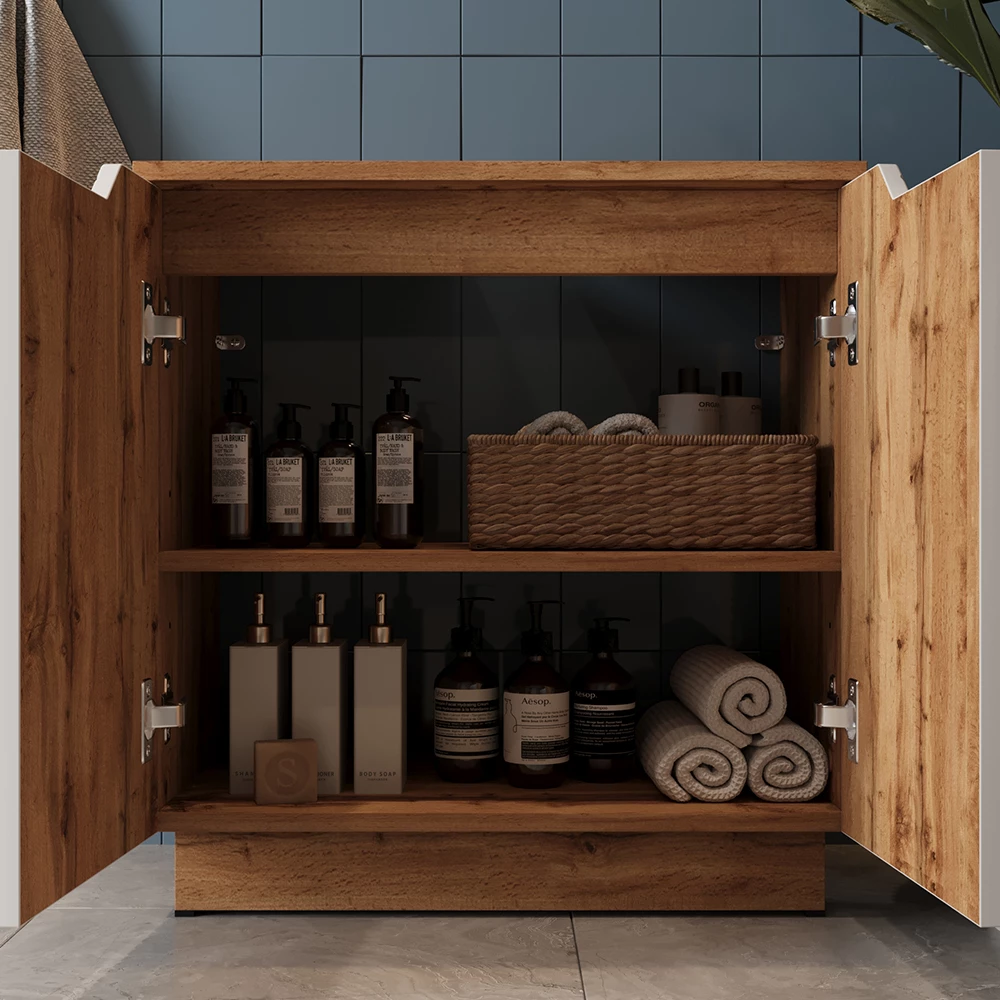 Close-up of Mobile sottolavabo per bagno in Bianco, showing texture/details