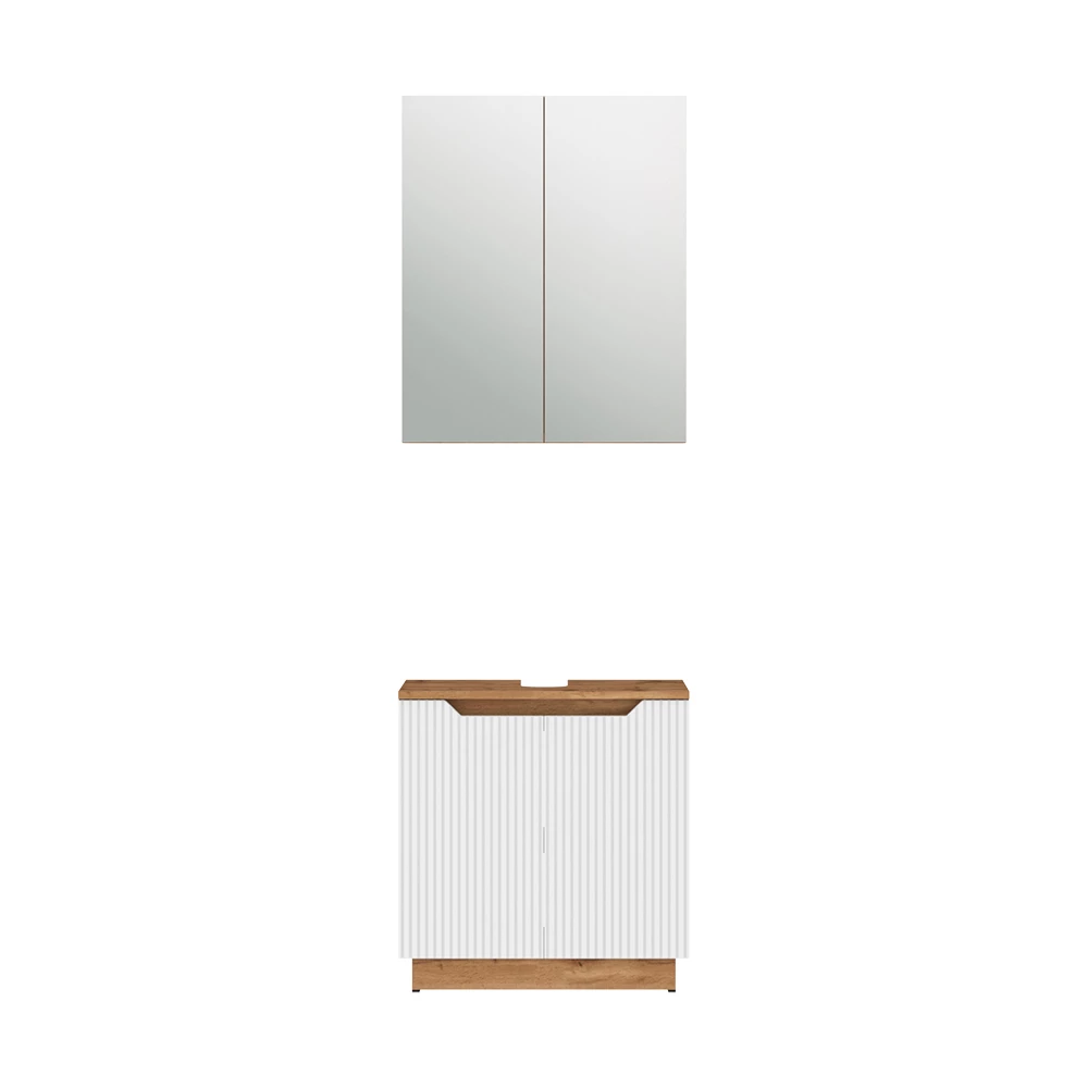 Set di mobili da bagno in Rovere/bianco a strisce on white background