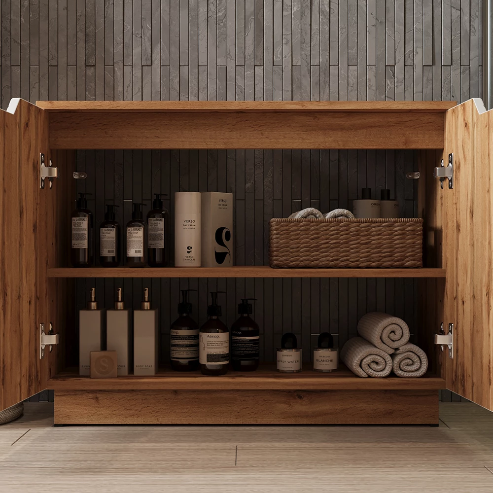 Gros plan de Meuble vasque simple en Blanc, montrant la texture/les détails