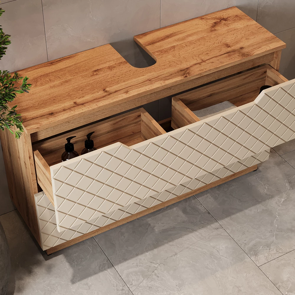 Close-up of Wastafelonderkast in Kasjmier, showing texture/details