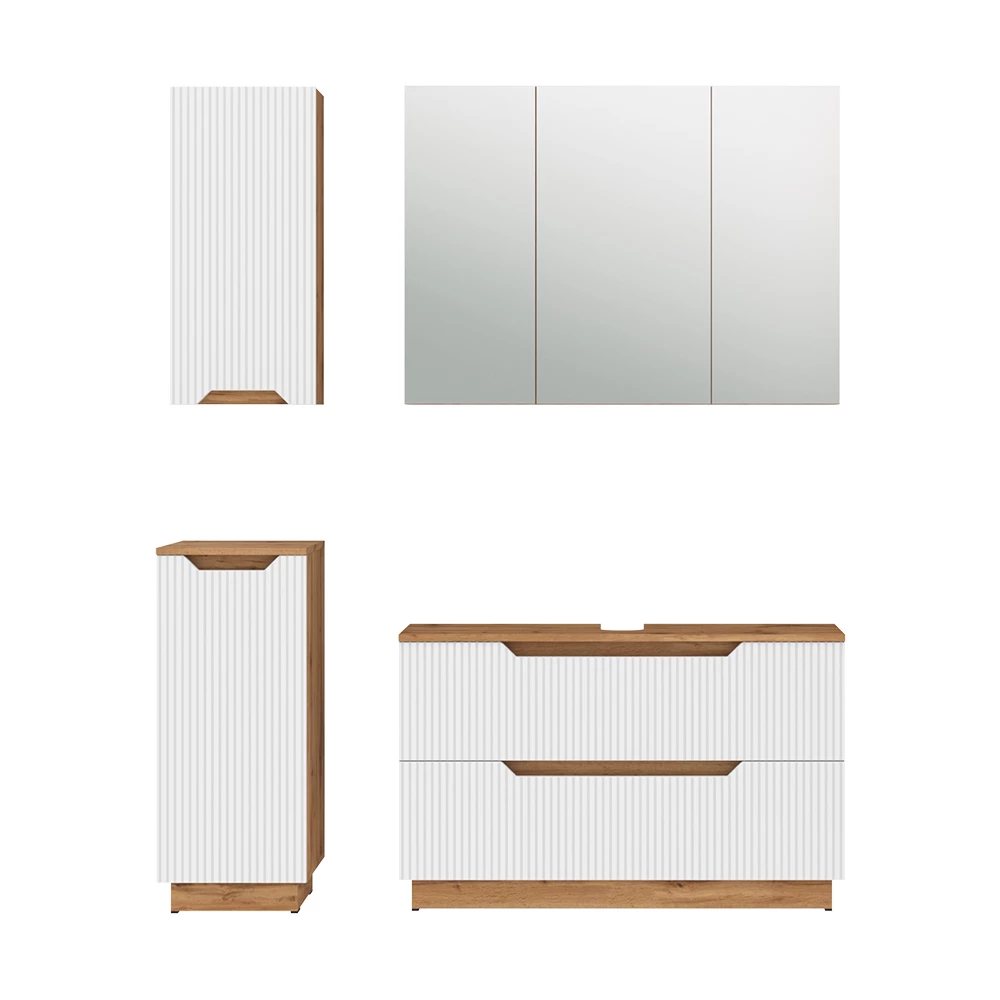 Badkamermeubelset in Eiken/wit gestreept on white background