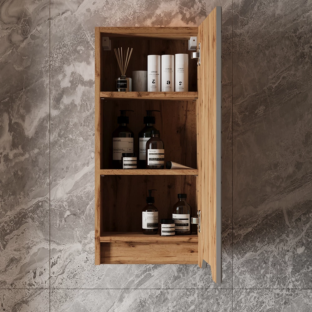 Close-up of mobile bagno in Grigio, showing design and surface details