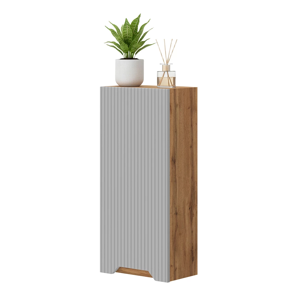 Badkamerkast in Grijs on white background with decorative elements