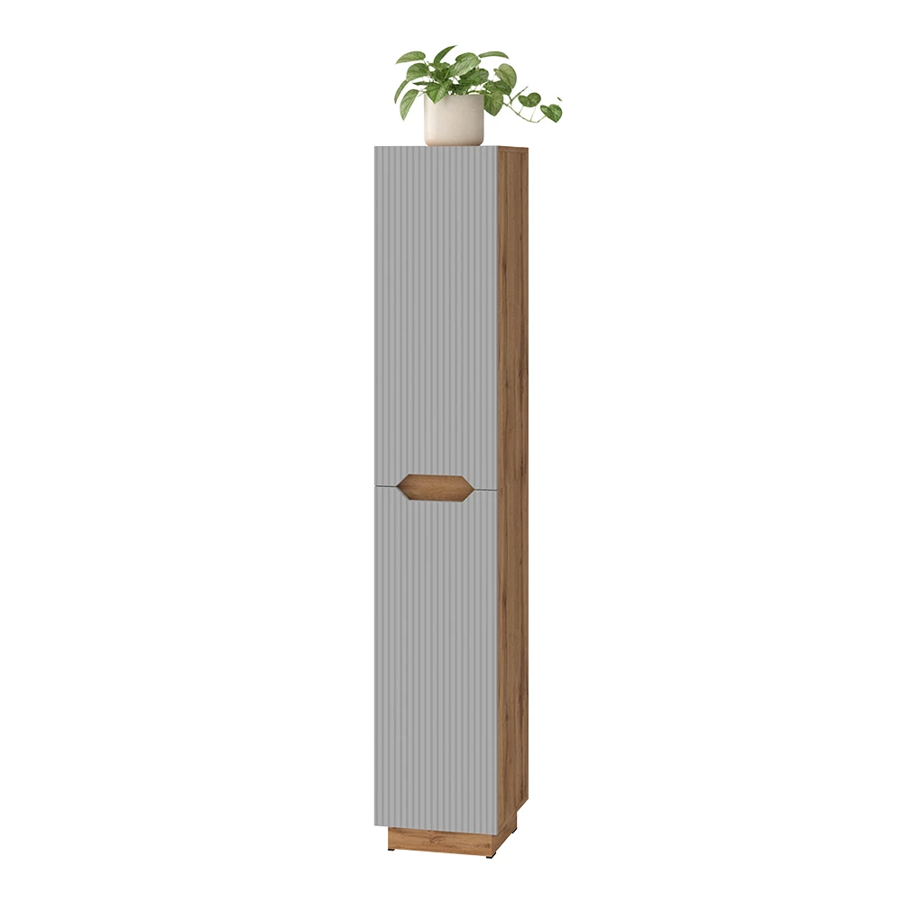 Badkamerkast in Grijs on white background with decorative elements