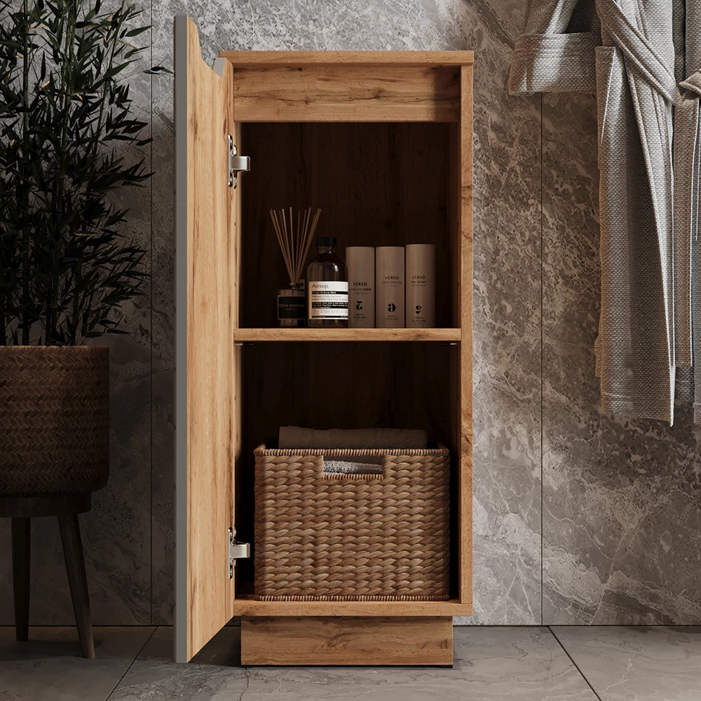 Close-up of mobiletto bagno in Grigio, showing texture/details