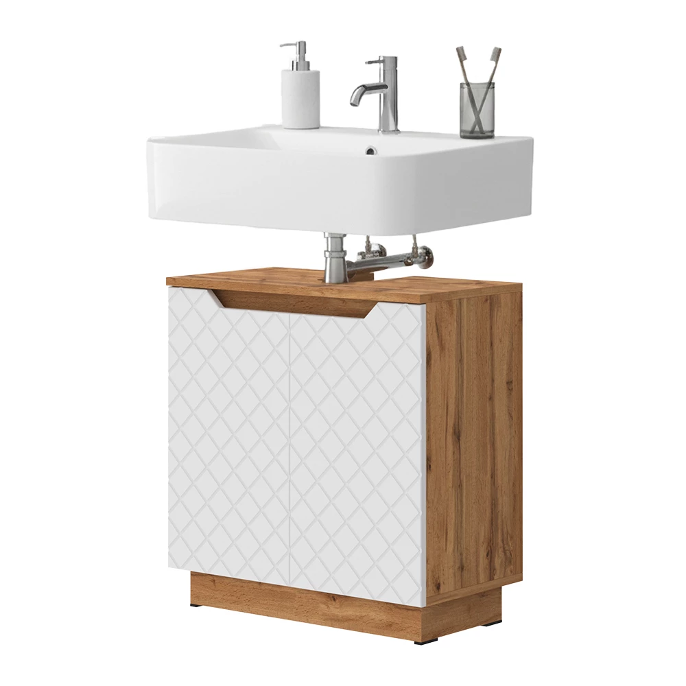 Wastafelonderkast in Wit on white background with decorative elements