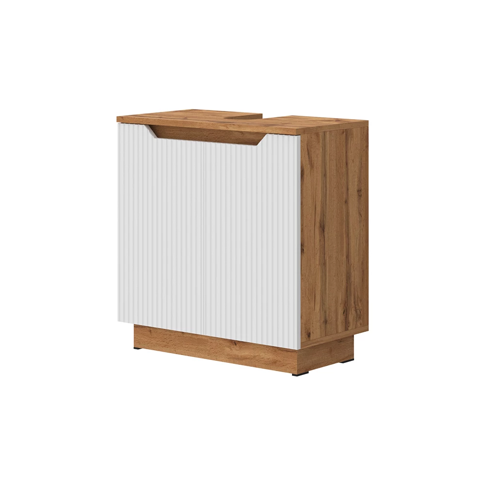 Meuble vasque simple en Blanc sur fond blanc