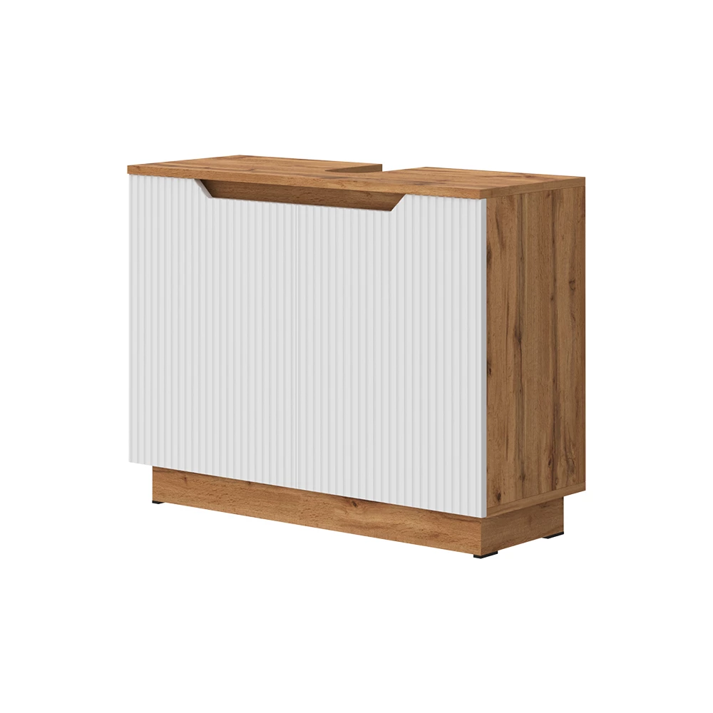 Meuble vasque simple en Blanc sur fond blanc