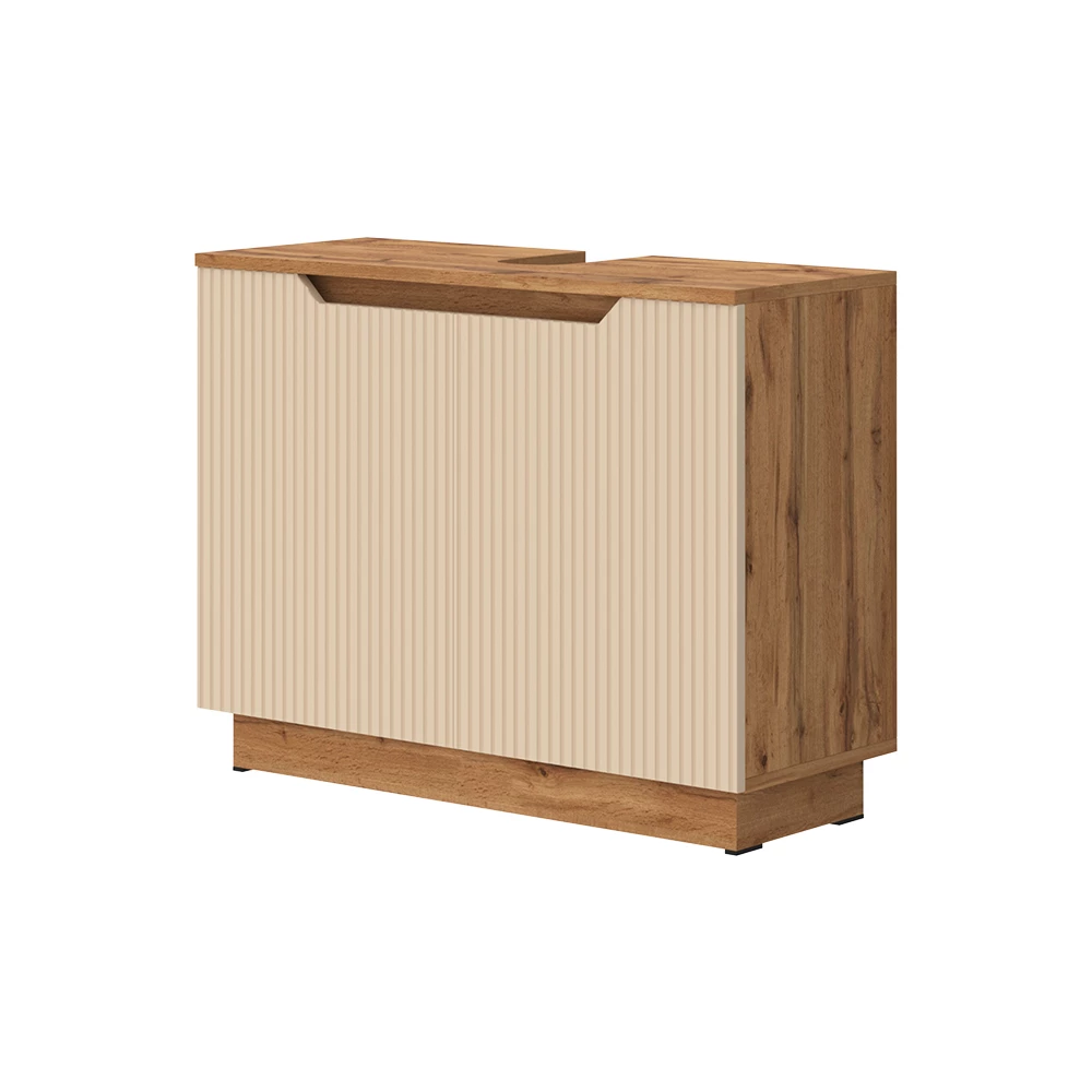 Waschbeckenunterschrank in Cashmere auf weißem Hintergrund