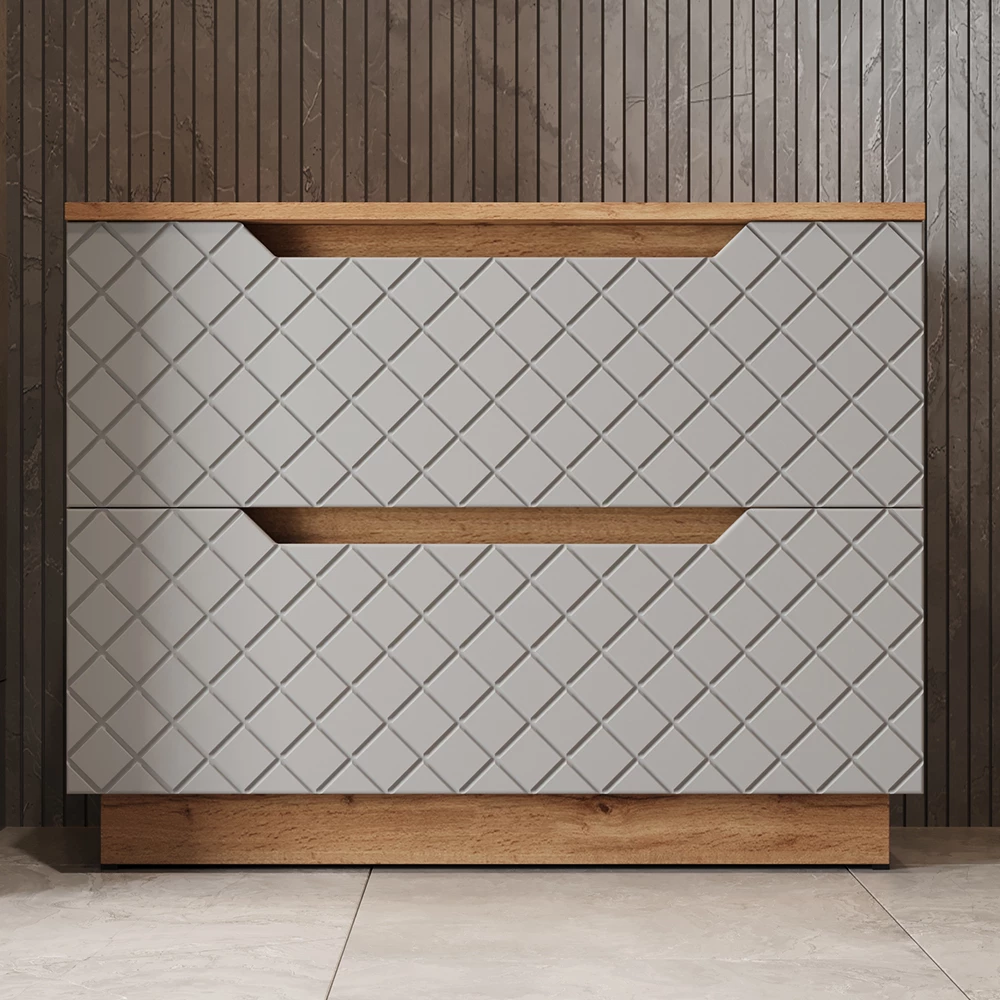 Mobile sottolavabo per bagno in Grigio shown in ambient setting with decoration