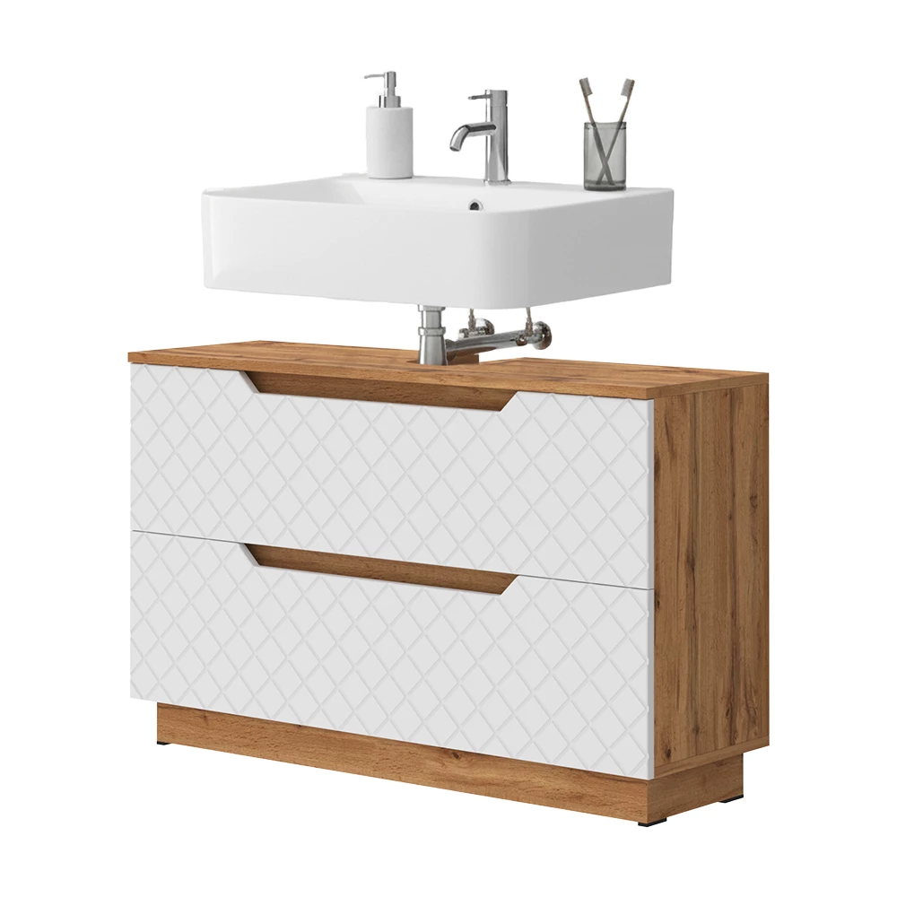 Wastafelonderkast in Wit on white background with decorative elements