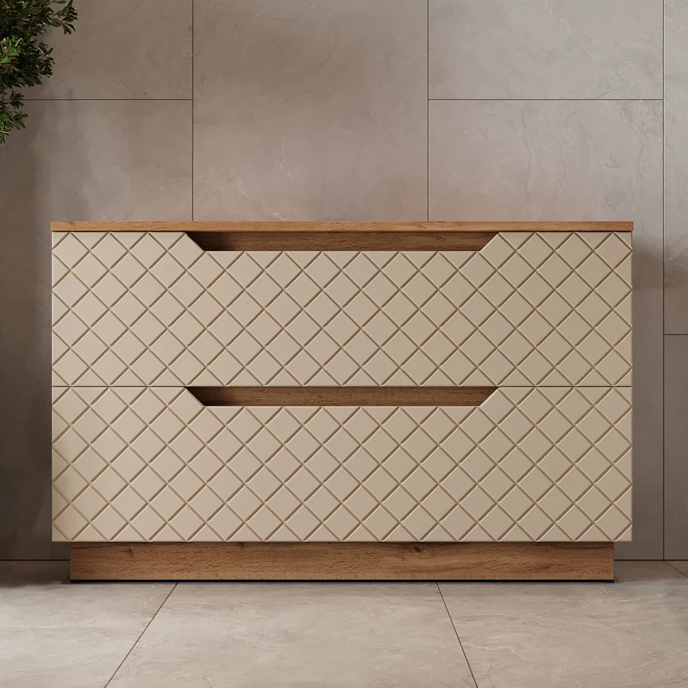 Wastafelonderkast in Kasjmier shown in ambient setting with decoration