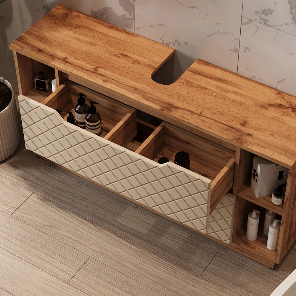 Close-up of Wastafelonderkast in Kasjmier, showing texture/details