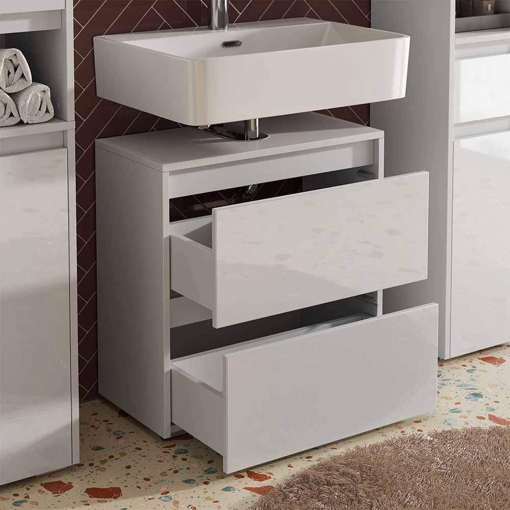 Close-up of Set di mobili da bagno in Bianco, showing texture/details