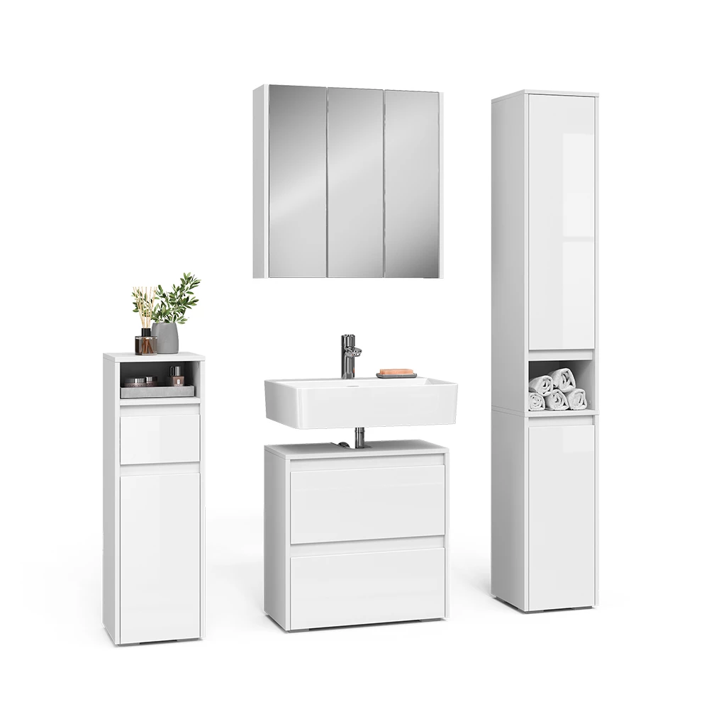 Set di mobili da bagno in Bianco on white background with decorative elements