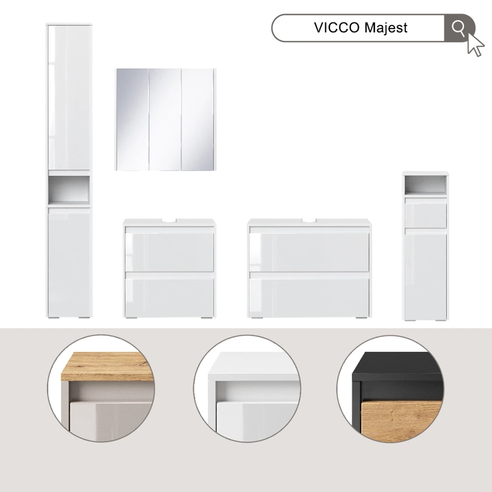 Set di mobili da bagno Majest Bianco 4 parti Vicco