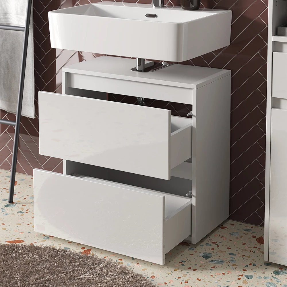 Gros plan de Meubles bain en Blanc, montrant la texture/les détails