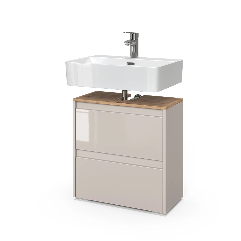Wastafelonderkast in Kasjmier on white background with decorative elements
