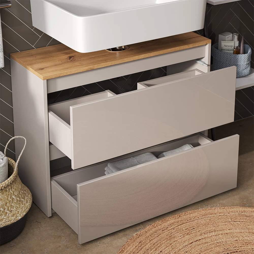 Close-up of Mobile sottolavabo per bagno in Cachemire, showing texture/details