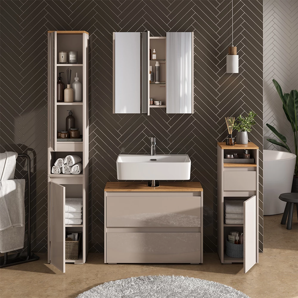 Close-up of Mobile sottolavabo per bagno in Cachemire, showing design and surface details