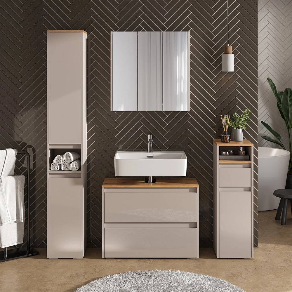 Mobile sottolavabo per bagno Majest Cashmere/Artigianale 80.1 x 62 cm con 2 cassetti Vicco