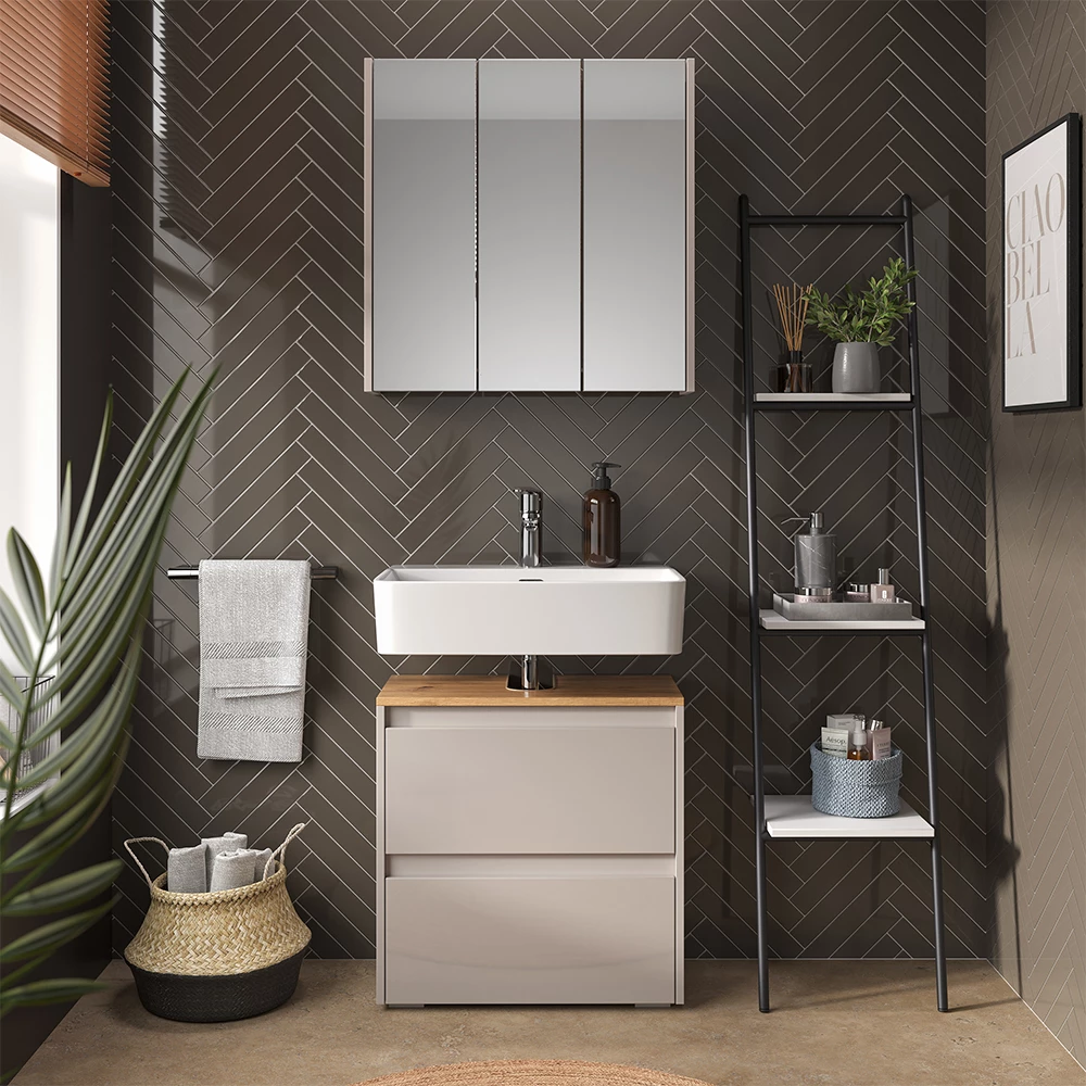 Armadio per il bagno Majest Cashmere/Artigianale 30.2 x 191.5 cm con 2 porte Vicco